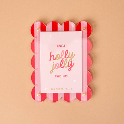 Mini Acrylic Picture Frame Magnet-Peppermint Stripes