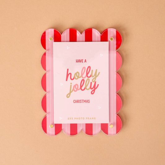 Mini Acrylic Picture Frame Magnet-Peppermint Stripes