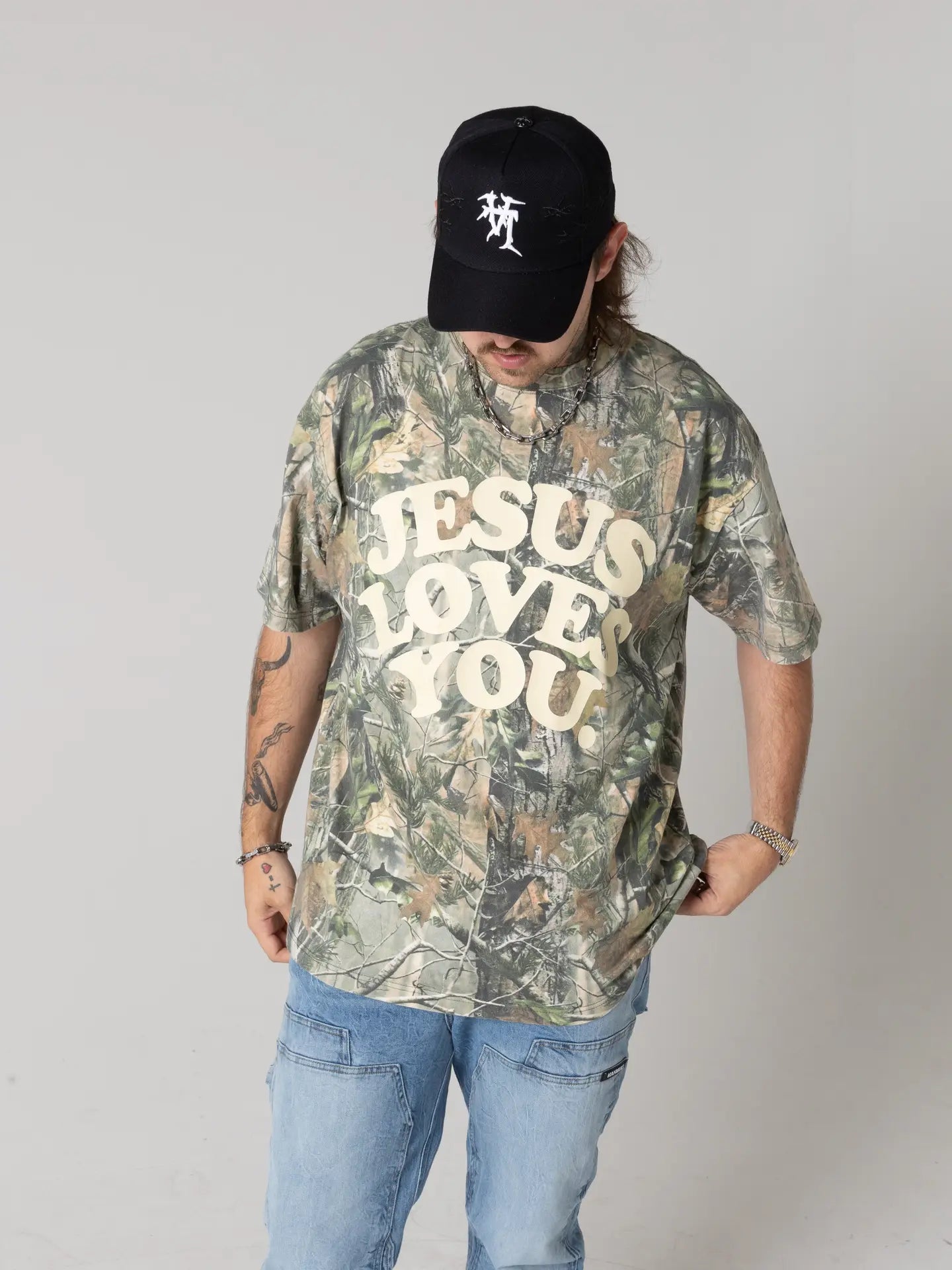 Jesus Loves You || Heavyweight Camo Tee || Oversized