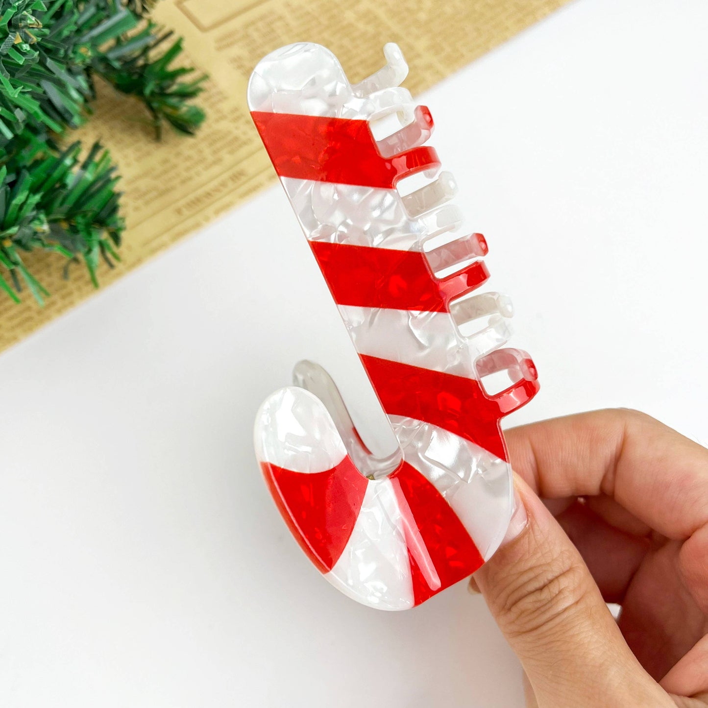 Christmas Cane Hair Claw Clip, Gingerbread Man Hair Clip