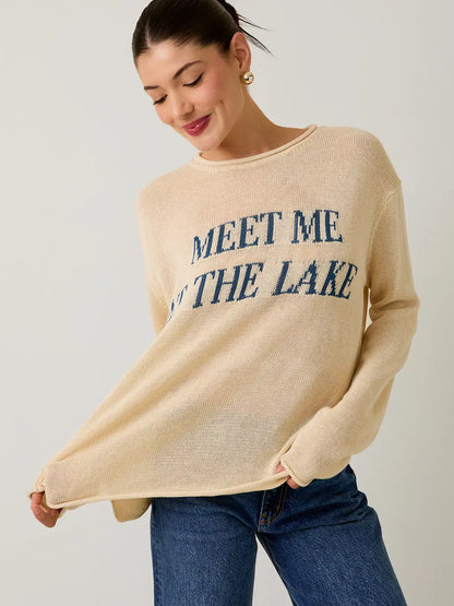 Round Neck "Meet Me At the Lake" Lt Weight Sweater