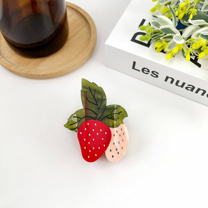 Two Strawberry Claw Clip, Fruit Hair Clip