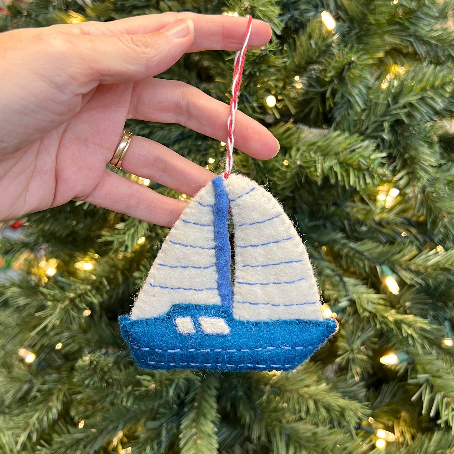 Sailboat Felt Wool Christmas Ornament