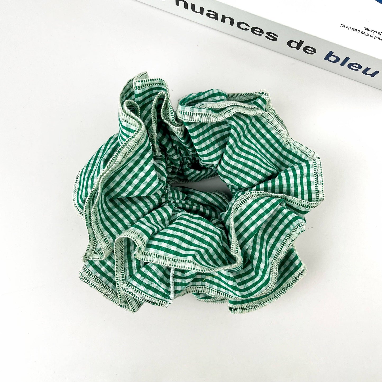 Diva Soap Retro Plaid Scrunchie – Double-Layered Two-Tone Hair Tie