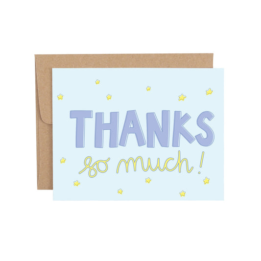 Thanks So Much Blue Thank You Greeting Card