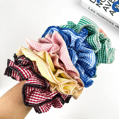 Diva Soap Retro Plaid Scrunchie – Double-Layered Two-Tone Hair Tie