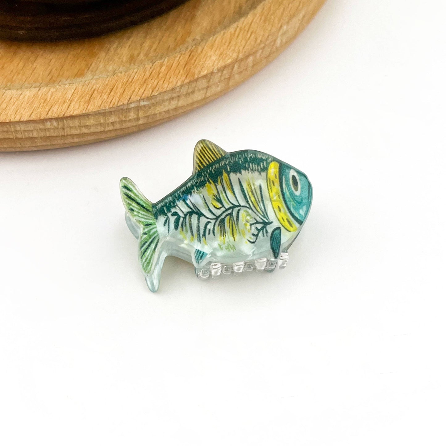 Green Sardine Hair Claw Clip with Seaweed Detail