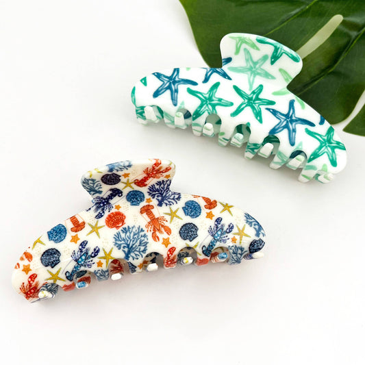 Coastal Sea Life Hair Claw Clip, Beach Style Hair Accessory
